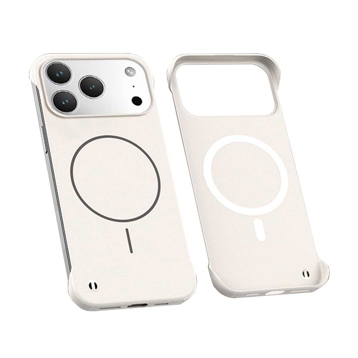 BECAQ Magnetic Slim Case for iPhone 17 Pro Max, Ultra-Thin Lightweight Durable Frameless Matte Hard for Ma'gSa'fe Phone Case, Shockproof Non Slip Cover (White, 17 Pro Max) 17 Pro Max White