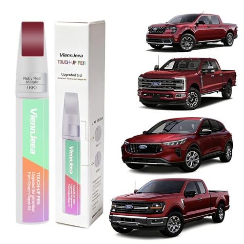 ViennJeea Upgraded Car Touch Up Paint for Ford (Ruby Red Metallic Tinted Clearcoat(RR)) Car Paint Scratch Repair Kit Pen tip and brush 2-in-1 Scratch Repair With Applicators and Repair Papers
