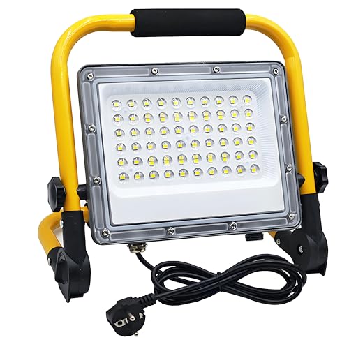 Foco LED exterior para talleres obras y garajes de 50W con enchufe portátil IP66