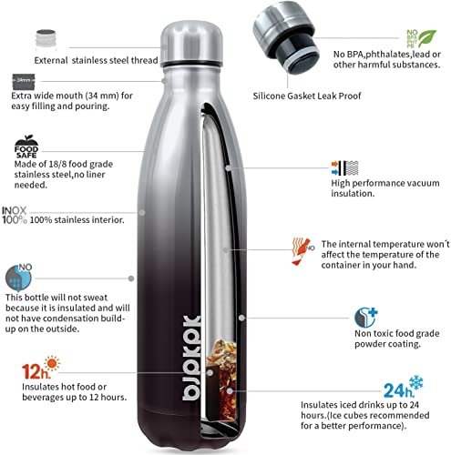 Image of BJPKPK 25 oz Insulated Water Bottle, Stainless Steel Flask, Leak Proof