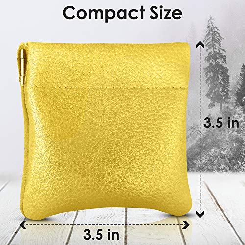 Image of Nabob Leather Genuine Leather Squeeze Coin Purse, Coin Pouch Made IN U.S.A. Change Holder For Men /Woman Size 3.5 X 3.5 (Yellow)