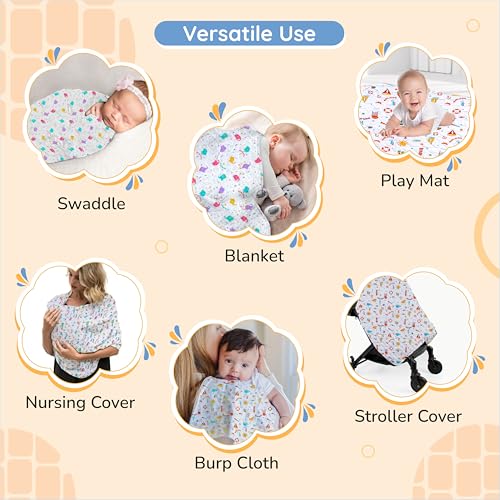 Image of Swaddle for Babies -100% Muslin Cotton Soft 2-Layer Swaddle /Blanket /Multipurpose Wrap for New Born Baby Girl & Boy | Perfect for Gifting | 90X90 cm, 0-6 Months, Set of 4