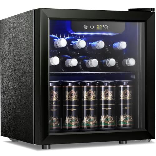Image of Antarctic Star Mini Fridge 12 Bottle 48 Can Beverage Refrigerator Cooler-with Glass Door for Beer Soda Drinks or Wine,Freestanding Beverage Fridge for Home and Bar,1.3 Cu. Ft.