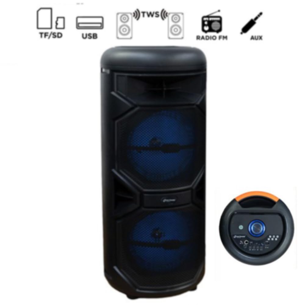 Vetrineinrete® Cassa Bluetooth con luci RGB tecnologia TWS 70 Watt ingresso USB TF/SD AUX radio FM integrata