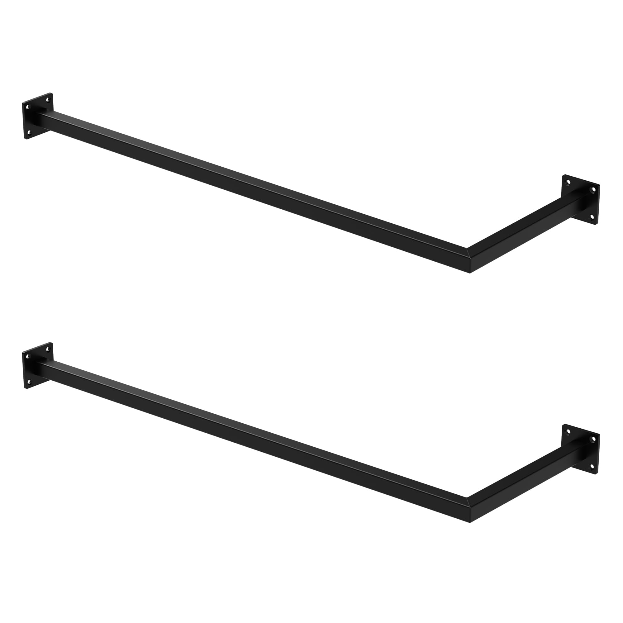 ML-Design 2er Set Kleiderstange Übereck für die Wand – L-Form, Schwarz, Stahl, T30cm x B90cm, inkl. Montagematerial