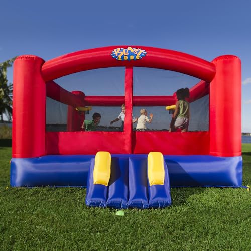 Image of Blast Zone Double Play - Inflatable Dual Hoops Bounce House with Blower - Premium Quality - Holds 7 Kids - Safe and Clean