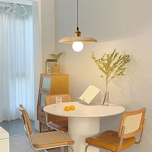 Lámpara de techo con rosca E27 colgante y pantalla de madera minimalista 5
