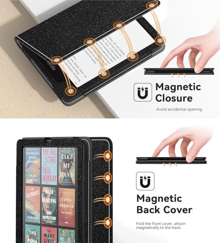Image of MoKo Case for 7 inch /6.8 inch Kindle Paperwhite(12th /11th Gen-2024 /2021) and Kindle Colorsoft Signature Edition, Slim PU Shell Cover Case with Auto-Wake /Sleep for Kindle Paperwhite 2024, Mottled Black