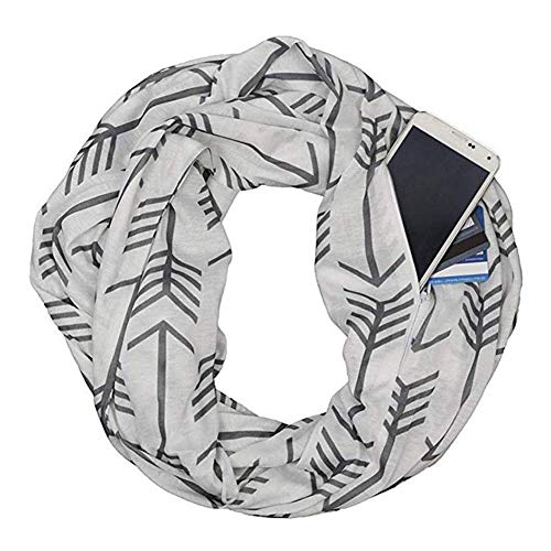 mujeres invierno Cabrio infinity Loop  Cortina con bolsa Zipper Pocket bufandas Blanco