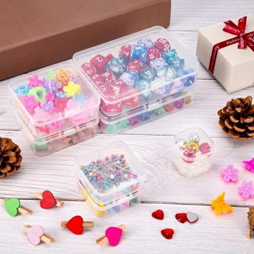 Image of 24 Packs Small Clear Plastic Beads Storage Containers Box with Hinged Lid for Storage of Small Items, Crafts, Jewelry, Hardware(3.3 x 3.3 x 1.2 Inches)
