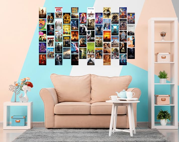 Image of Pack of 54 Movie Wall Collage Kit Posters - 4 x 6 Inches Wall Decor Poster - Wall Art For Bedroom, Living room, Office - 1 Tissue Tape
