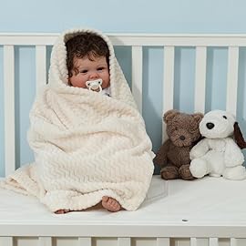 CREVENT 2Pcs 30\'\'X40\'\' Cute Cozy Fluffy Warm Baby Blankets for Infants Toddlers\' Bedding Crib Cot Stroller - Grey Cloud + Wave Whtie