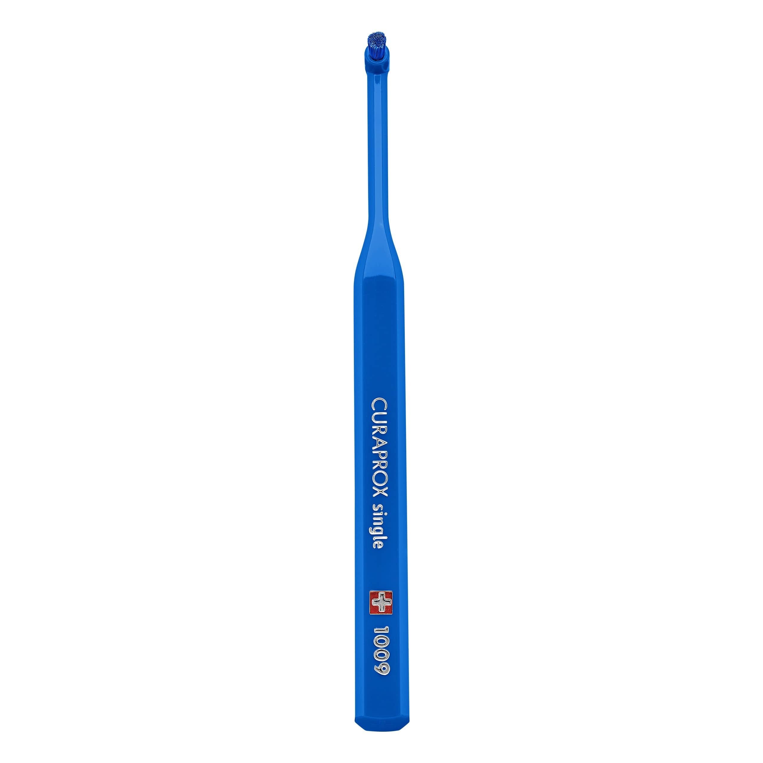 Curaprox Single-Tuft Toothbrush Extra Care for Braces and Implants Precision Gumline Cleaning Super Soft Bristles Single Pack Blue