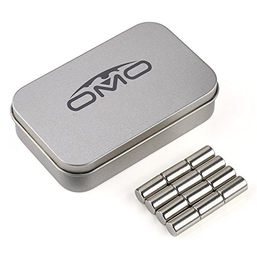 OMO Magnetics ネオジウム磁石 ネオジムマグネット N35円柱型 丸型 8x15mm ニッケルメッキ 専用ケース付き 科学実験 生活収納 オフィス汎用(12個セット)