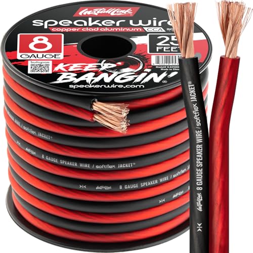 Install Link 8 AWG Gauge Speaker Wire Cable (25 Feet) Stereo Car or Home Theater (CCA)
