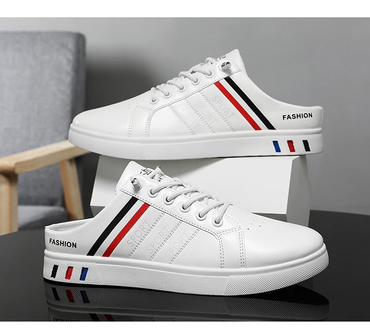 Plus-Size Men's Casual Fashion Slippers White Striped Summer Slip-on Casual Sneakers Heelless FJ03133