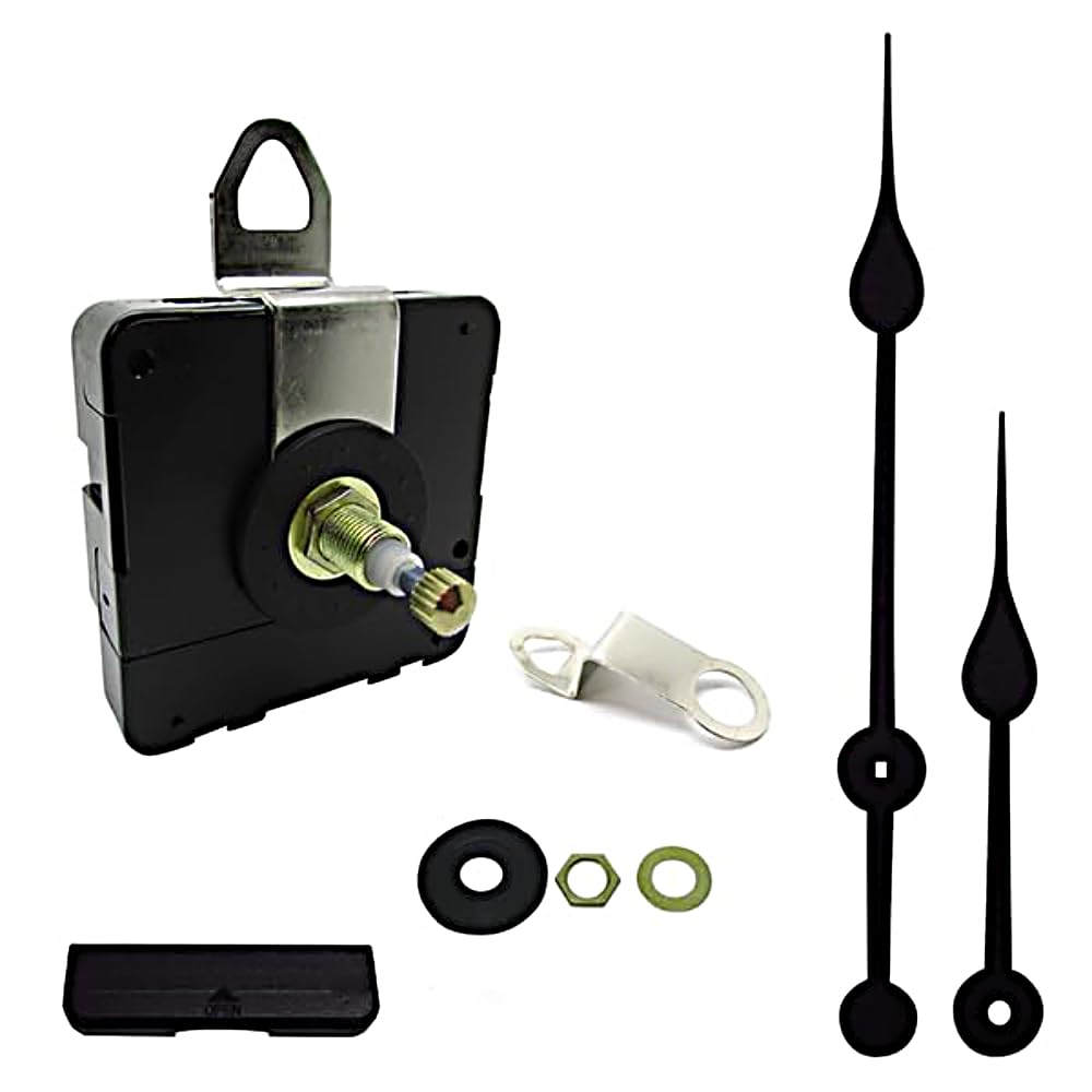 Dans Clock Shop Black New Or Replacement Battery Operated High Torque Ticking Japanese Quartz Mechanism Movement Motor Outdoor Wall Clock Long Metal Hands Diy Repair (221Mm Spade Hands)