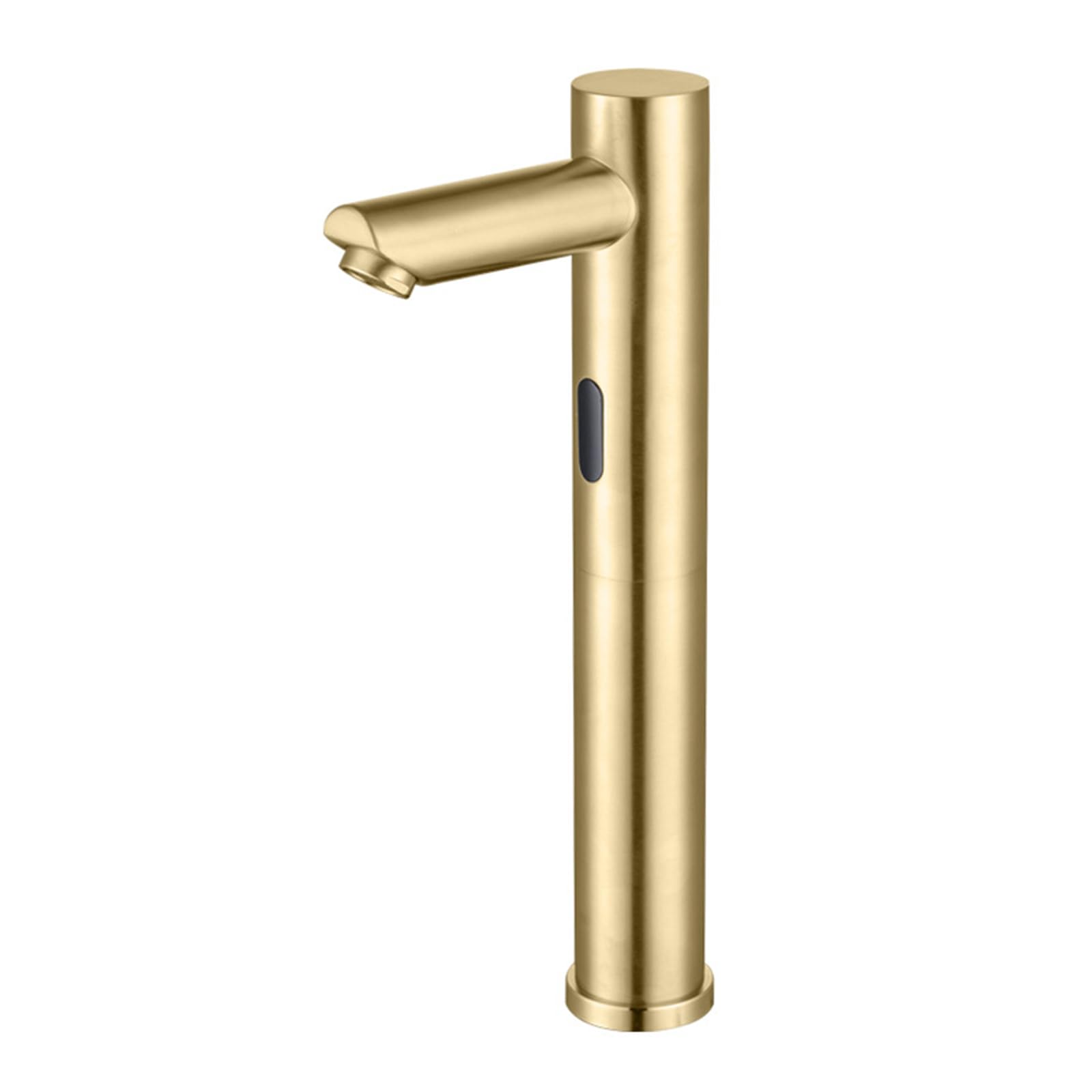XJTNLB Grifo Automatico con Sensor a Pilas Grifo Lavabo Acero Inoxidable Grifos Inteligente Agua Fría y Caliente,Oro Cepillado,Alto