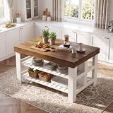 Tribesigns 55.1-Inch Farmhouse Kitchen Island with Seating