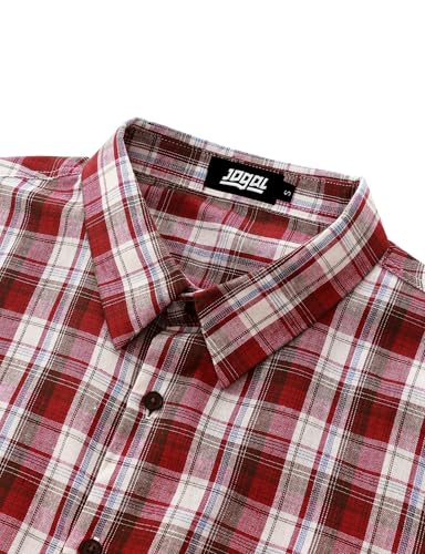 JOGAL Long Sleeve Shirts for Men Plaid Button Down Shirt Mens Casual Cotton Button Up Pocket Shirt4