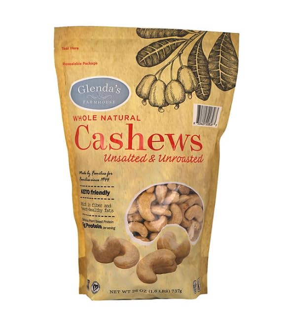 Glenda's Farmhouse - Anacardos naturales enteros sin salsin tostar (26 onzas)