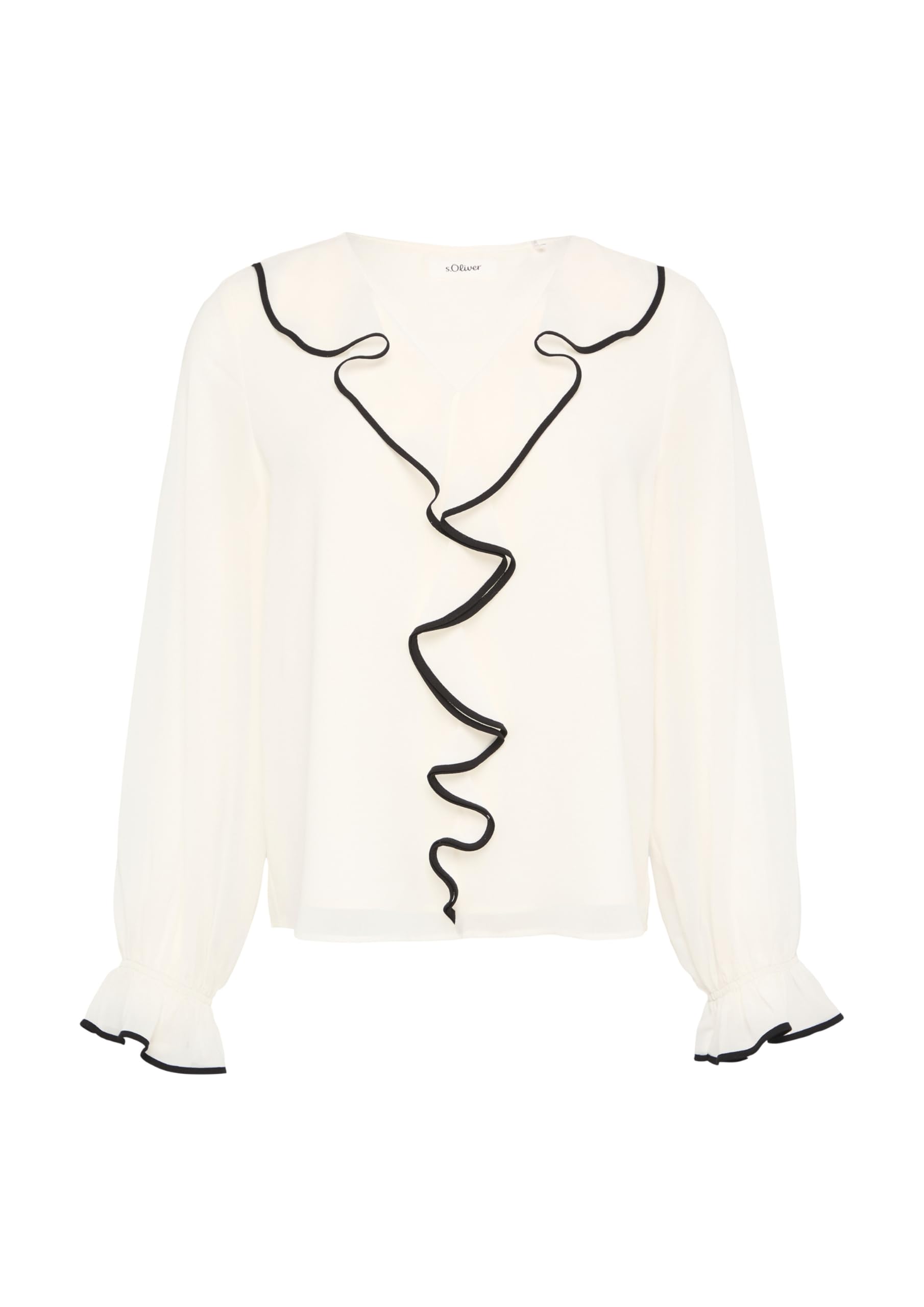 Chiffon-Bluse mit Rüschen-Besatz