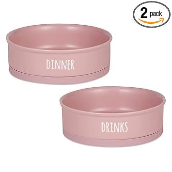 Bone Dry Ceramic Pet Collection Dinner, Drinks & Dessert Set, Large, 7.5x2 Count.4, Pale Mauve, 2 Count, Large, 7.5x2.4