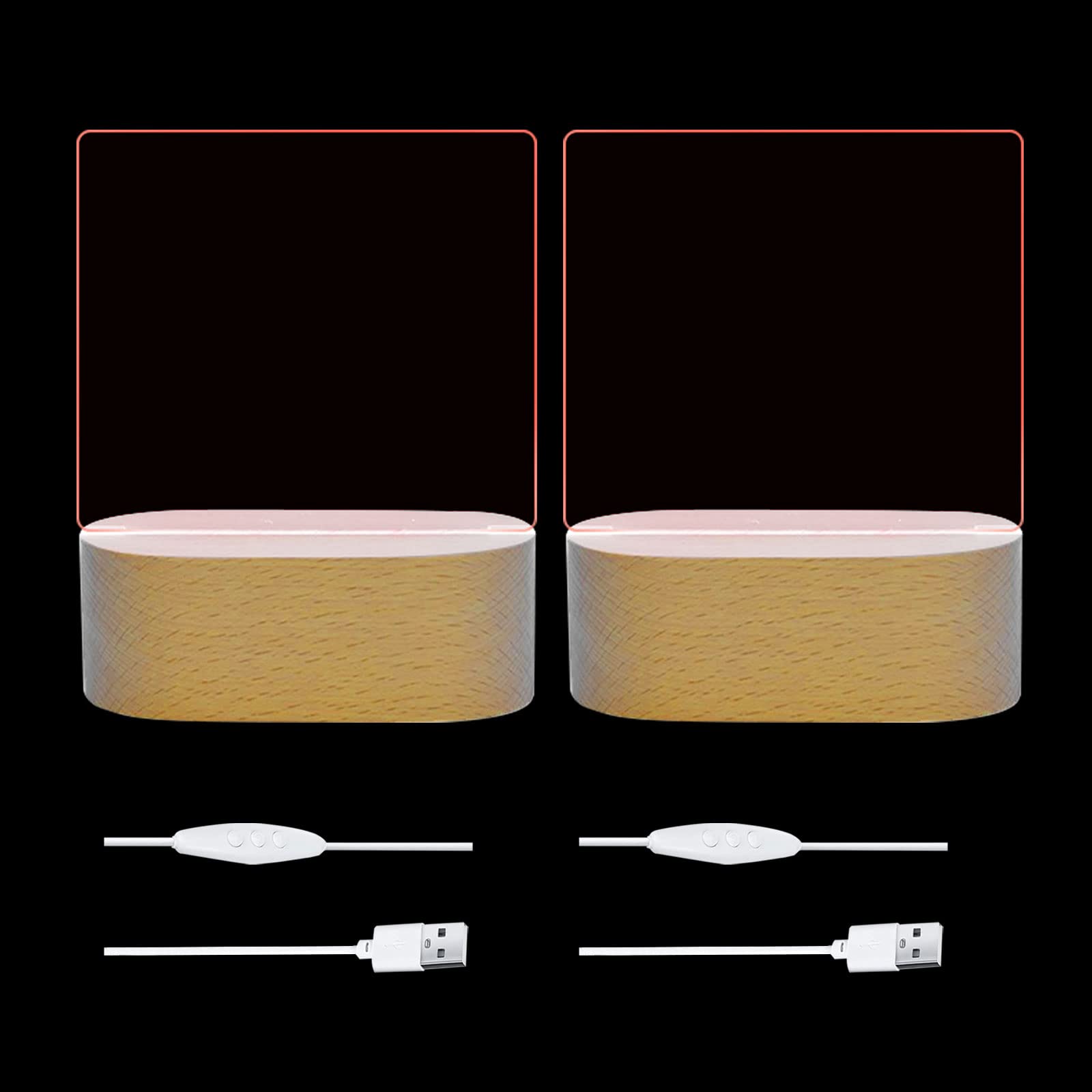 Base De Veilleuse LED En Bois, Support Ovale En Bois Pour Lampe Photo, Convient Aux Panneaux Acryliques Transparents