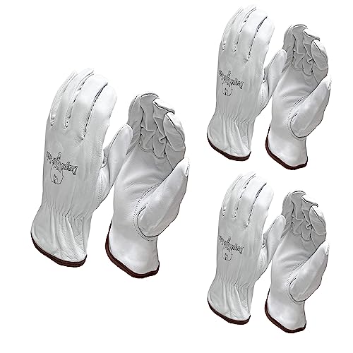 Guantes de trabajo de cuero de cabra de alta calidad Strongarm para uso industrial, 3 unidades