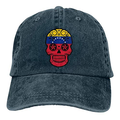 N / A Sombrero De Sol,Ocio Sombrero,Sombrero De Deporte,Dad Hat,Sombreros Sombrilla Al,Venezuela Flag Sugar Skull-1 Denim Jeanet Gorra De Béisbol Ajustable Dad Hat