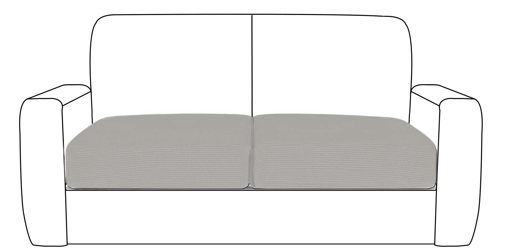 Stretch Sofa Seat Cushion Cover Sofa Couch Cushion Furniture Protector Sofa Slipcover with Elastic Bottom Spandex Jacquard Fabric Small Checks (Light Grey, 2 Seater)