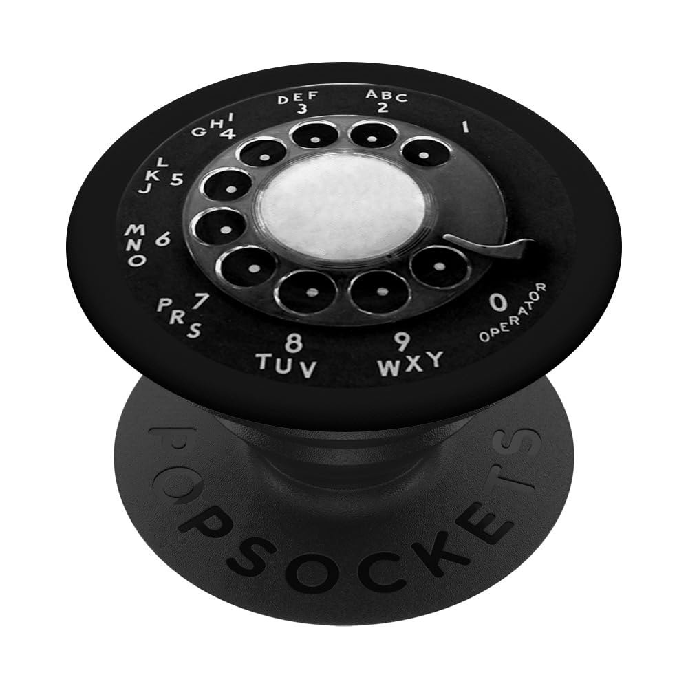 Black Rotary Phone Retro Mid Century Vintage Dial PopSockets Adhesive PopGrip