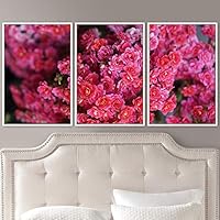 3 Piece Framed Canvas Wall Art Pink Cluster Flowers and Colorful Bouquet Canvas Prints Home Artwork Decoration for Living Room,Bedroom - 16