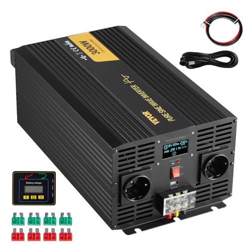 Accendi i tuoi elettrodomestici: questo inverter per camper da 24 V a 230 V è altamente raccomandato per apparecchiature elettroniche sensibili che richiedono un'alimentazione CA più pulita per funzionare in modo efficace. Alimenta i tuoi elettrodomestici, utensili elettrici e forniture per ufficio come frigorifero, forno a microonde, laptop, ecc.