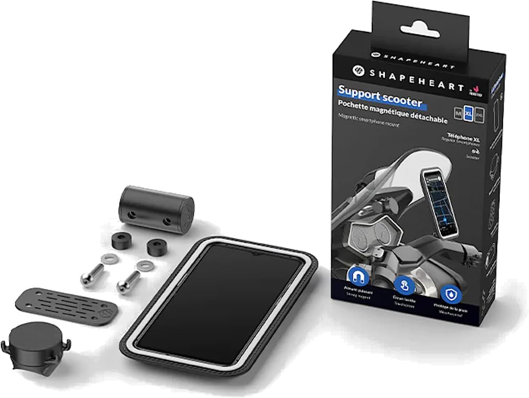 Shapeheart Scooter Bundle Supporto magnetico per smartphone per cruscotto (Black,XL)
