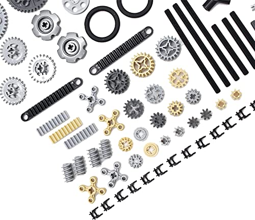 Image of SEEMEY Technic 118 Pieces Gear and Axle Set Compatible with Lego Technic Parts, DIY MOC Gears Chain Links Differential Axles Assortment Pack (Random Color) for Kids