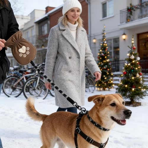 Winter Dog Lead | 20,66 cm Handwärmer, wärmeisolierend, wasserdicht, winddicht, Samt, Stoff, TPU, Sicherheitsleine für Hunde | Winter Outdoor Cold Weather Puppy Pet Owners
