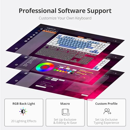 Image of Owpkeenthy 75 Percent Gaming Keyboard Gasket Mounted,87 Key TKL Mechanical Keyboard Hot Swappable Linear Pre-lubed Linear Switch South-Facing RGB Backlit for PC Laptop (N-Blue)