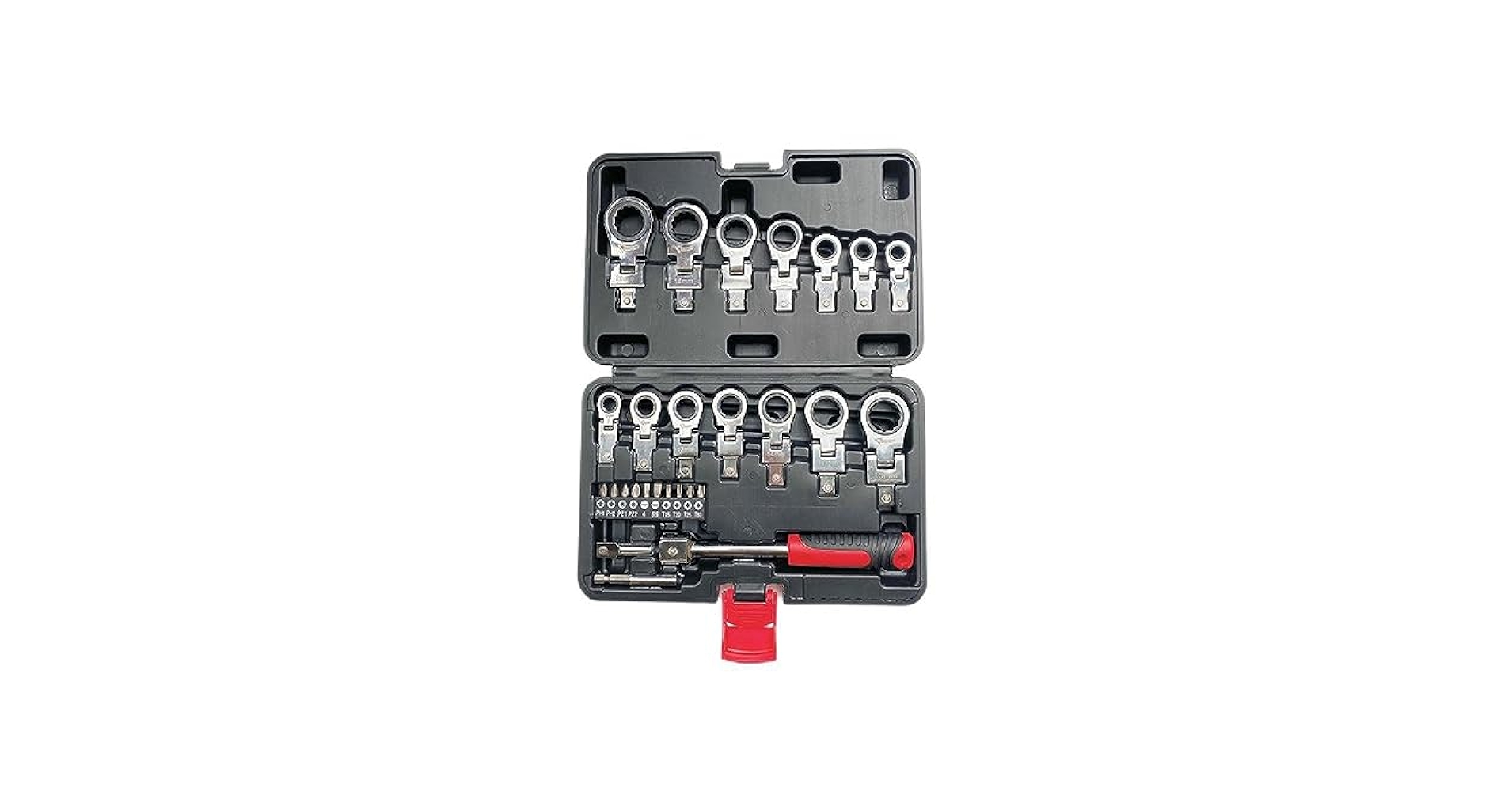 LSLANSOON 27 Pcs Flex Head Ratchet Wrench Set, 6mm-20mm