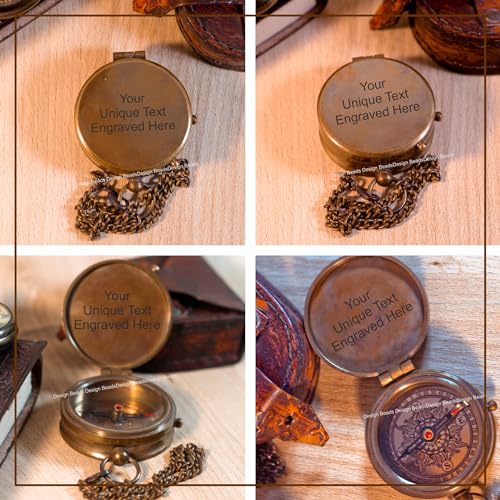 Brújula personalizada grabada a mano para graduación miniatura 5