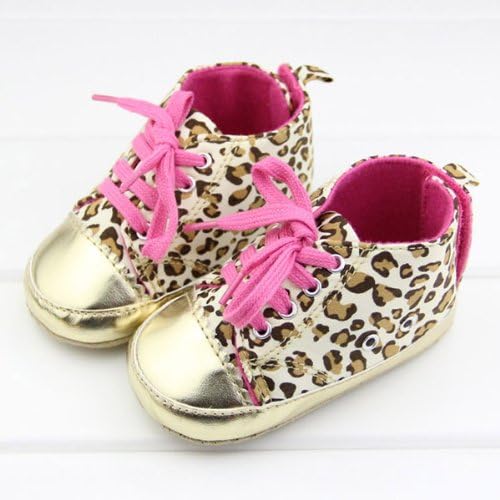 ChineOn Chic Newborn Baby Girl Infant Toddler Soft Warm Leopard Shoes Cack(Gold: 13cm)