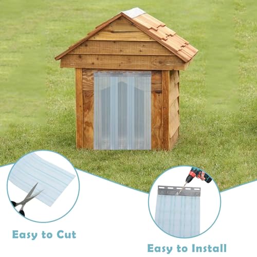 Gekufa Ersatzklappen für Hundetür, Streifen für Hundehütte 3.6m*20cm (mit 2pc Metal Strips), PVC-Umreifungsvorhang für DIY Hundehaustür, Transparenter Hundehütte Türvorhang Einfach zu Schneiden