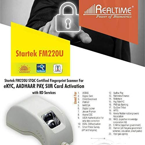 Indian-Startek-FM220-Biometric-Fingerprint-Scanner-with-Micro-USB-Port-Small-White