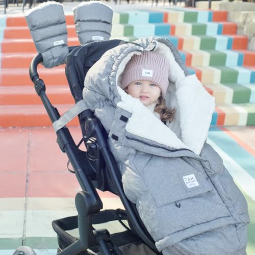 Image of 7AM Enfant Stroller Blanket 212 - Adjustable Baby Car Seat Zipped Blanket for Babies Winter, Unisex Multi Purpose Fleece Lined Warm Hooded Toddler Footmuff Water Repellent | (6M - 4T)
