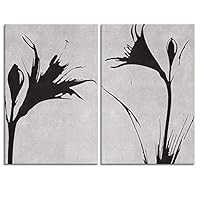 2 Panel Canvas Wall Art Black and White Flowers Canvas Prints Home Artwork Decoration for Living Room,Bedroom - 16