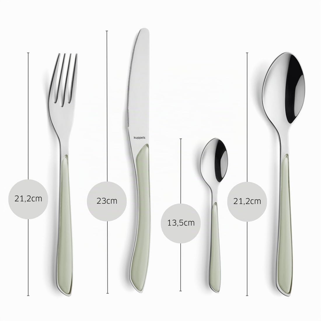 Kuppels 2294SAPK10C71 - Cubertería (acero inoxidable) | Mango de plástico esmerilado, cuchillo ondulado, inoxidable, apto para lavavajillas, disponible en 9 tonos