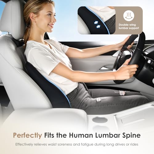 FLORICH Car Seat Cushion and Lumbar Support Pillow, Ergonomic Memory Foam Driving Seat Cushions for Back & Sciatica Pain Relief, Non-Slip Cushion for Car, Office, Truck, Wheelchair, Gaming Chair-Black by FLORICH - Used condition - Image 4