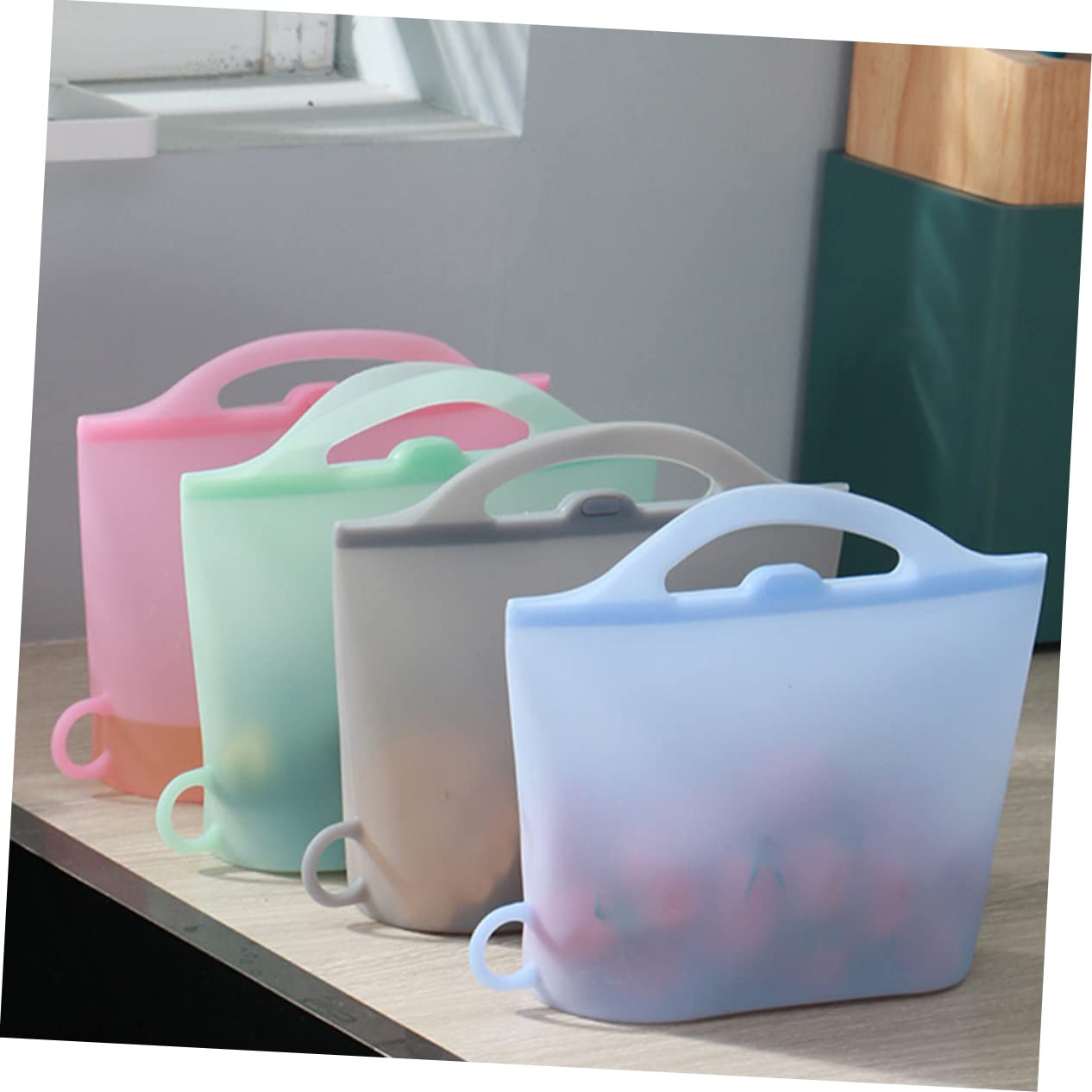 4 Bolsas De Silicona Para 1000ml Refrigerador Congelador Reutilizables Herméticas