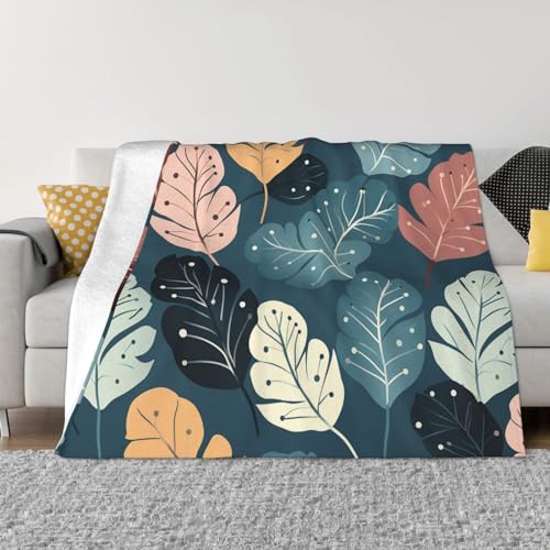 Couverture micro polaire légère et durable imprimé feuilles mignonnes toutes saisons