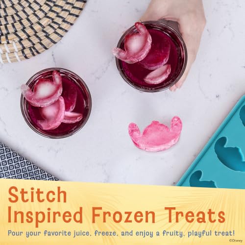 Image of Disney Stitch Silicone Ice Cube Tray, 2-Pack 5 inchx12.5 inch, BPA-Free | Flexible design pops character-shaped cubes out easily, dishwasher safe, doubles for chocolate and gummies, makes 24 molds